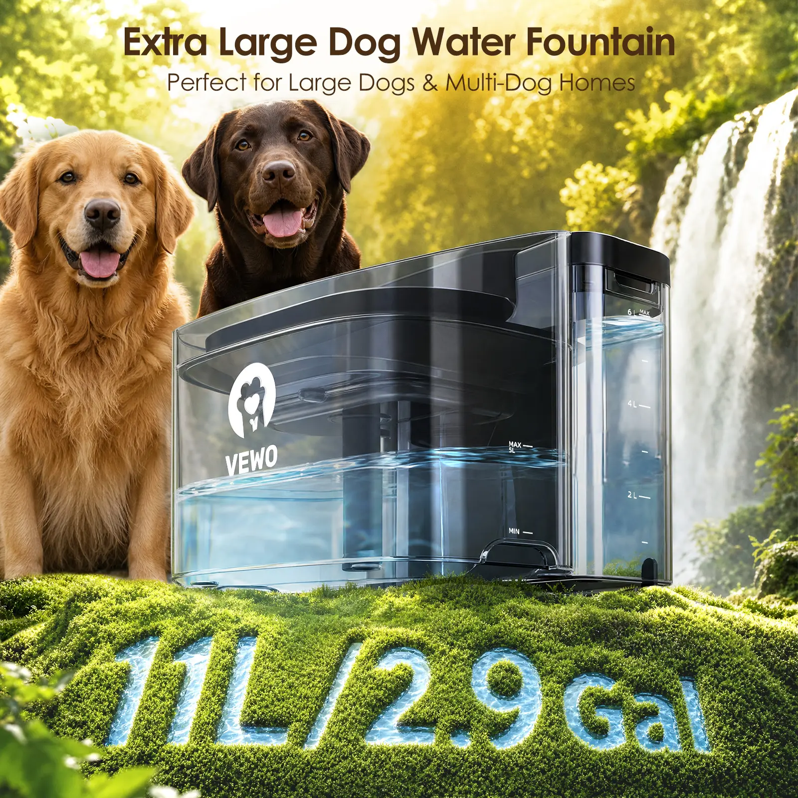 Large capacity dog water fountain