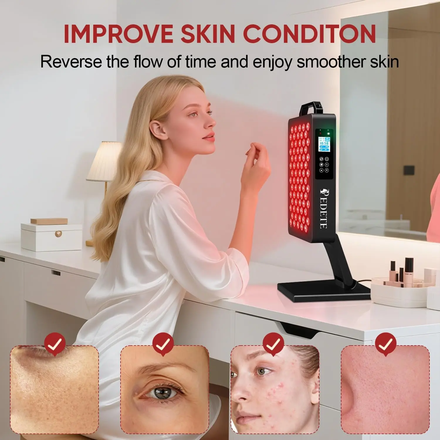 PEDETE Red Light Therapy Panel for Skin & Body Recovery