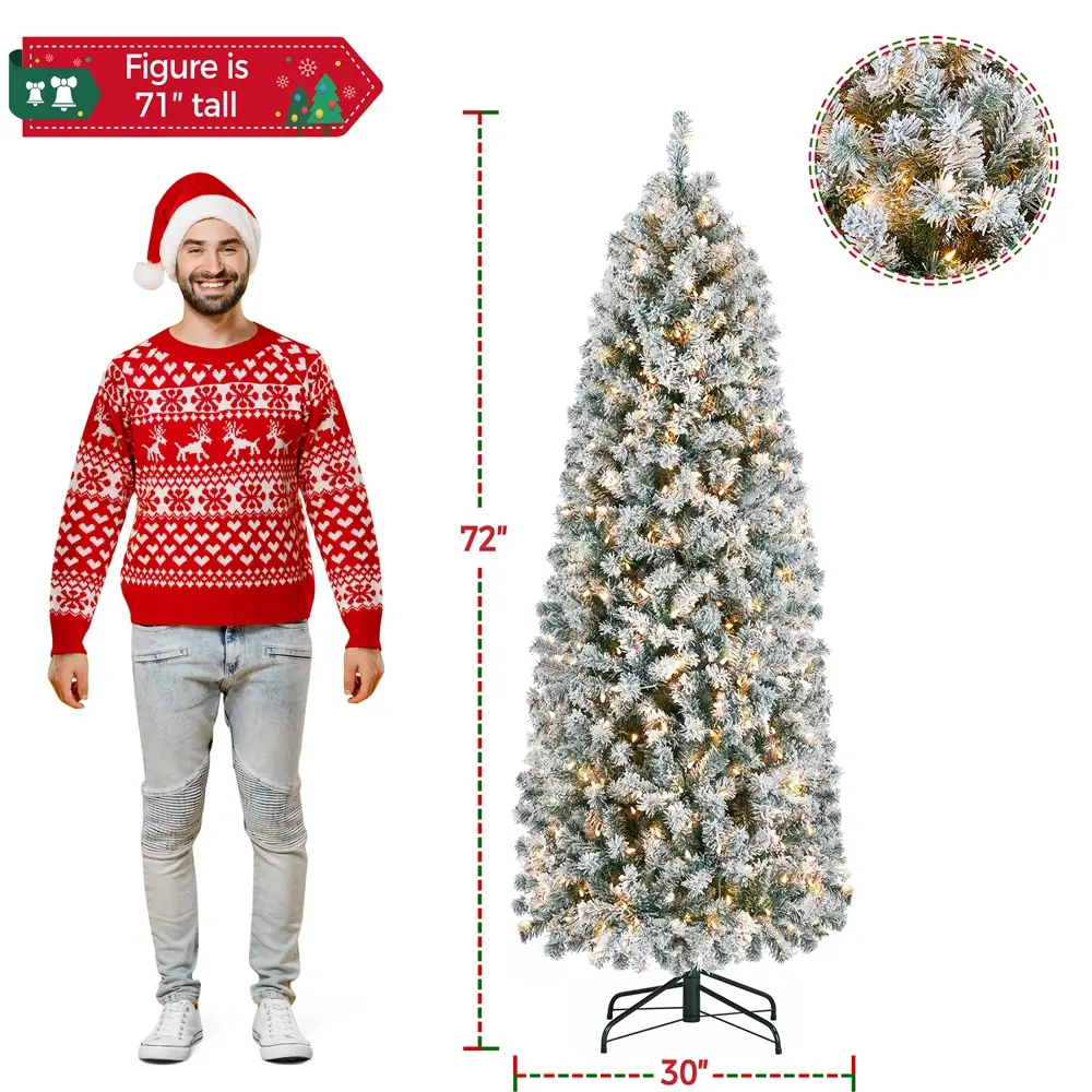 Artificial Christmas tree - Pencil Flocked Green-6FT