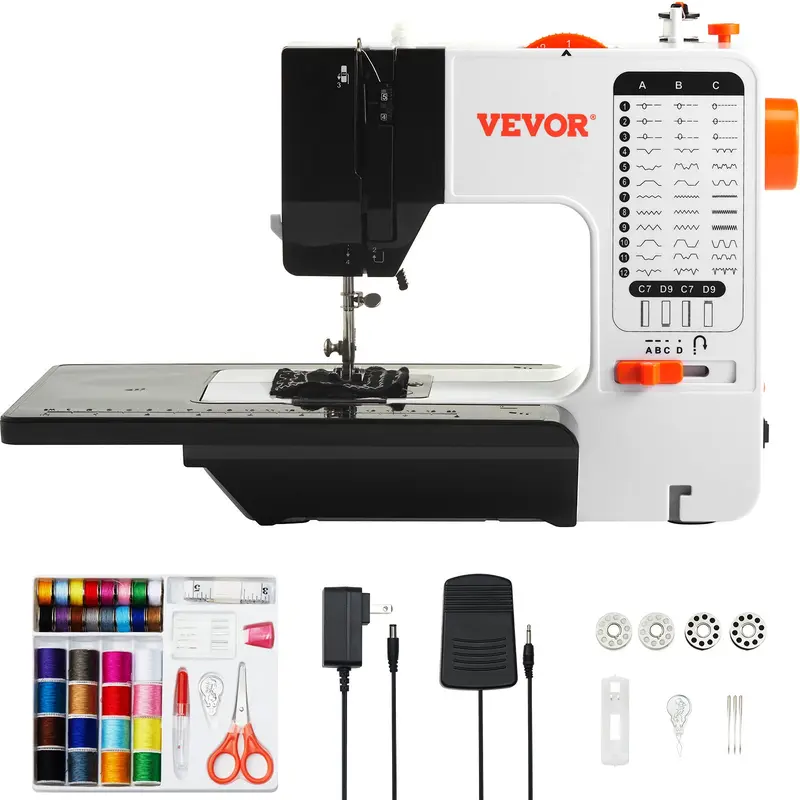 Portable sewing machine with extension table