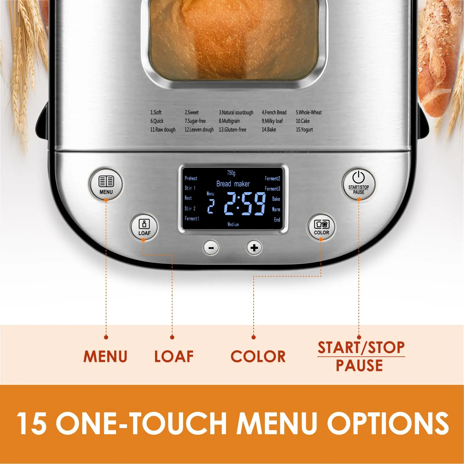 Automatic 15-program bread maker product image 2