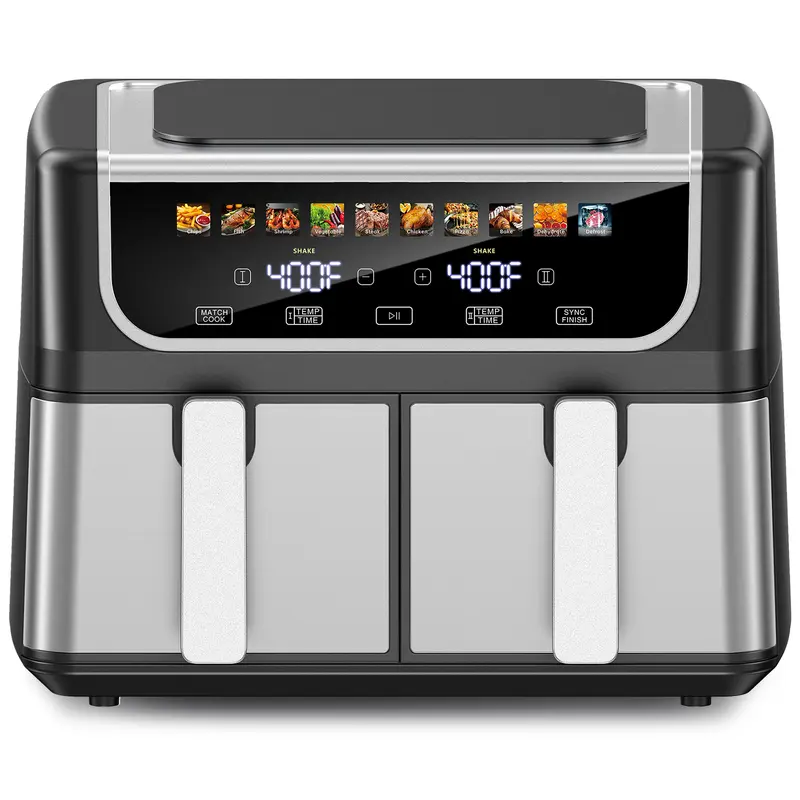 Sweetcrispy 9-Quart Dual Basket Air Fryer with Digital Double Zone Cooking