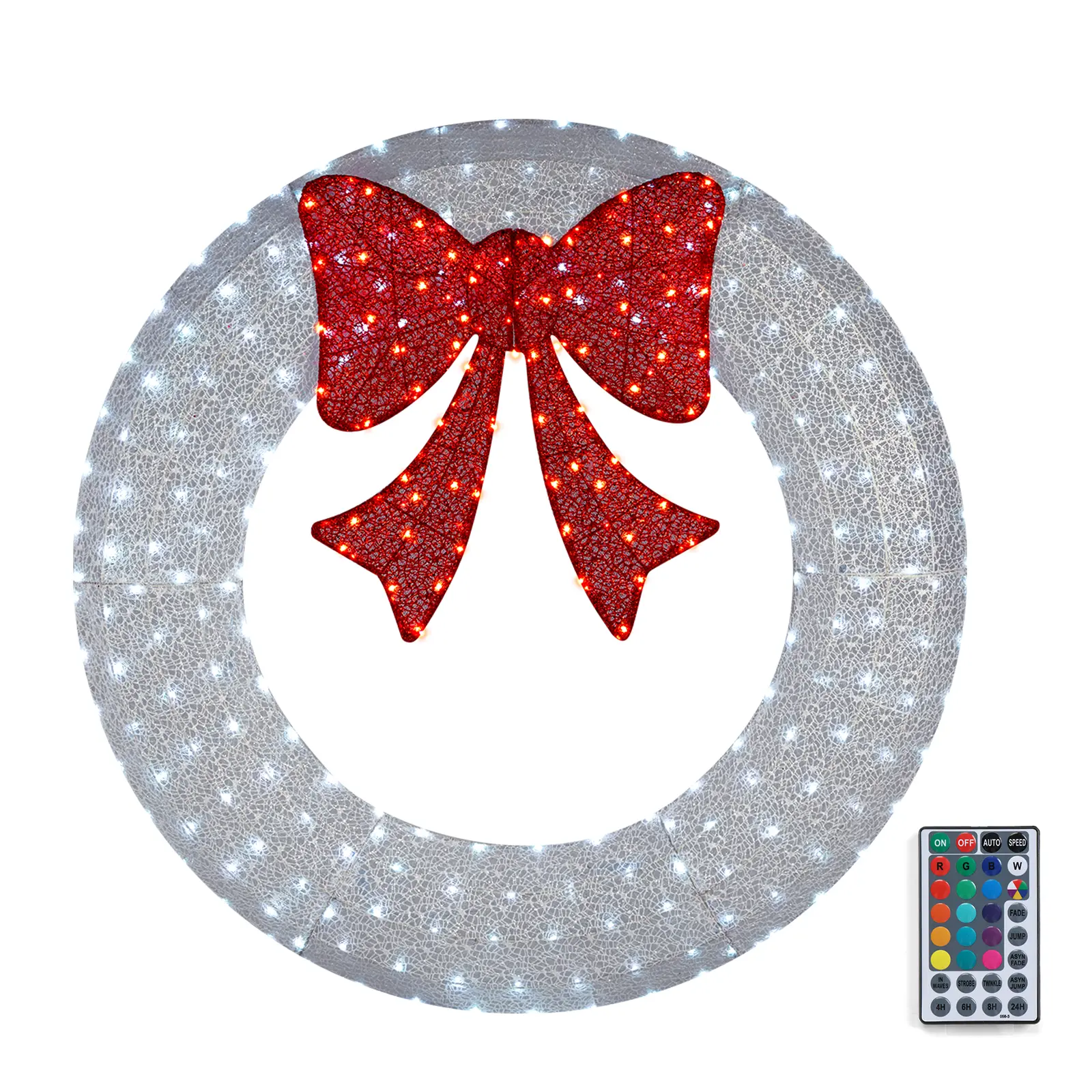 White giant LED Christmas wreath 24 inch