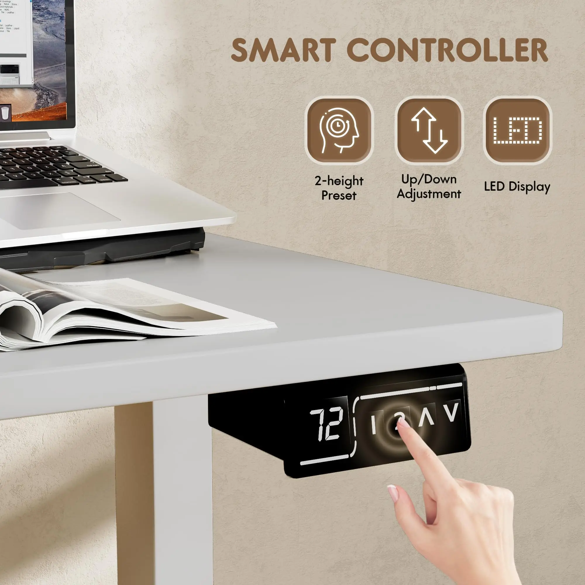 Furmax L Shaped Standing Desk 63x55 in Electric