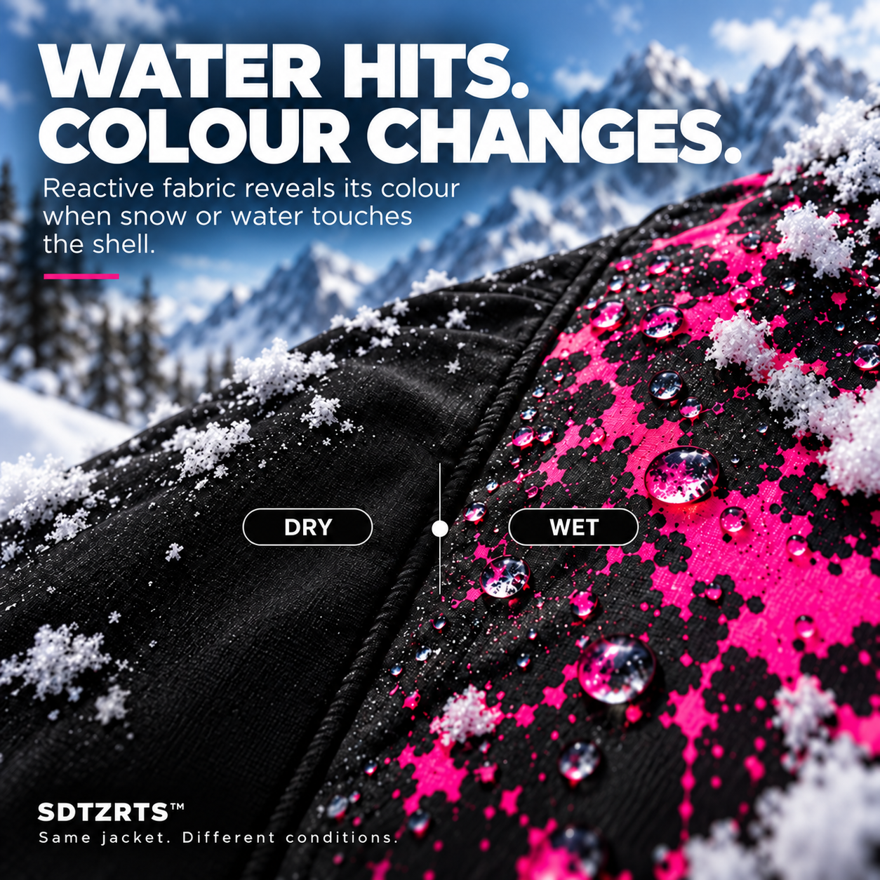 Sdtzrts™Snow-Reactive Jacket – Colour Changes When Wet