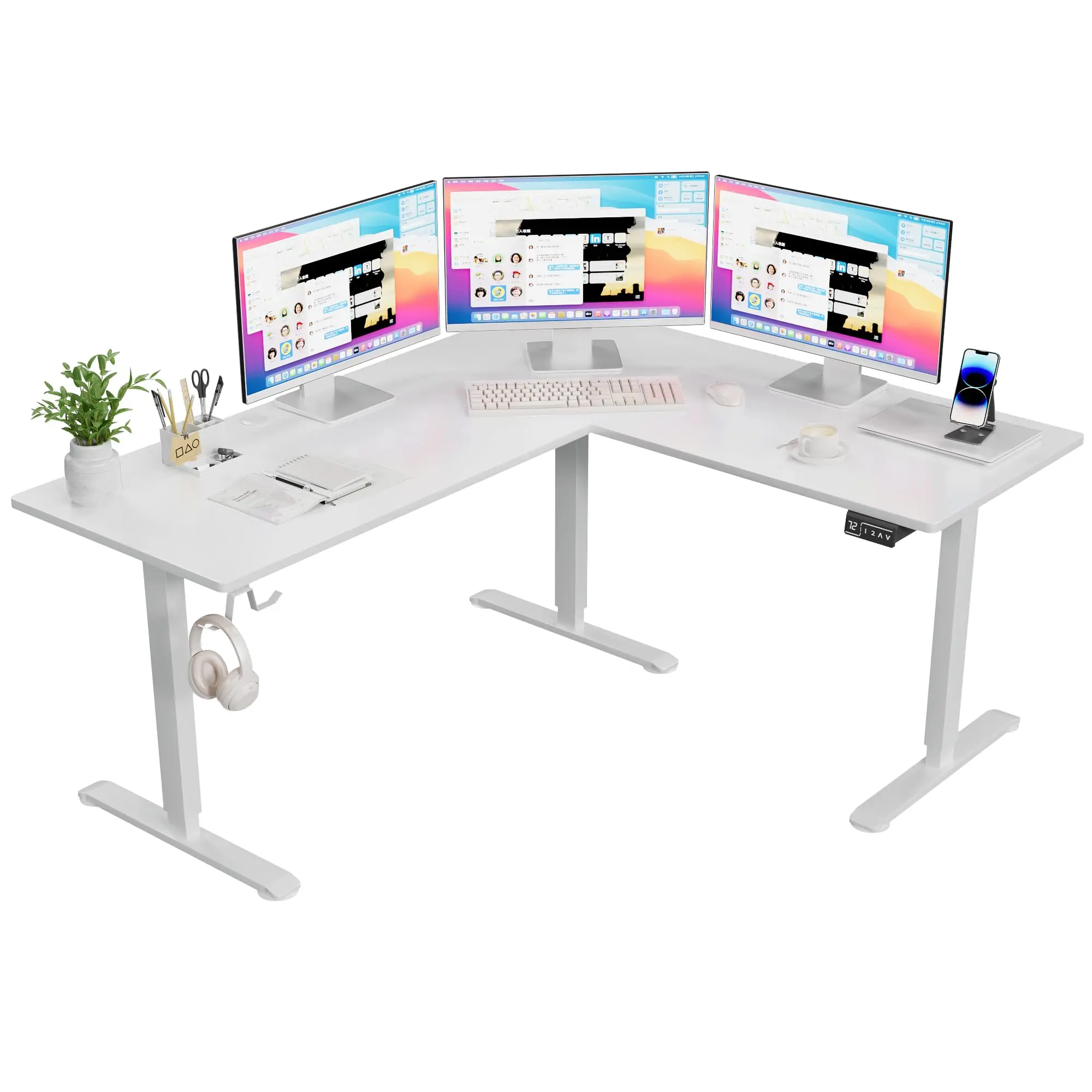 Furmax L Shaped Standing Desk 63x55 in Electric