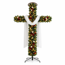 Pre-lit cross-shaped Christmas tree