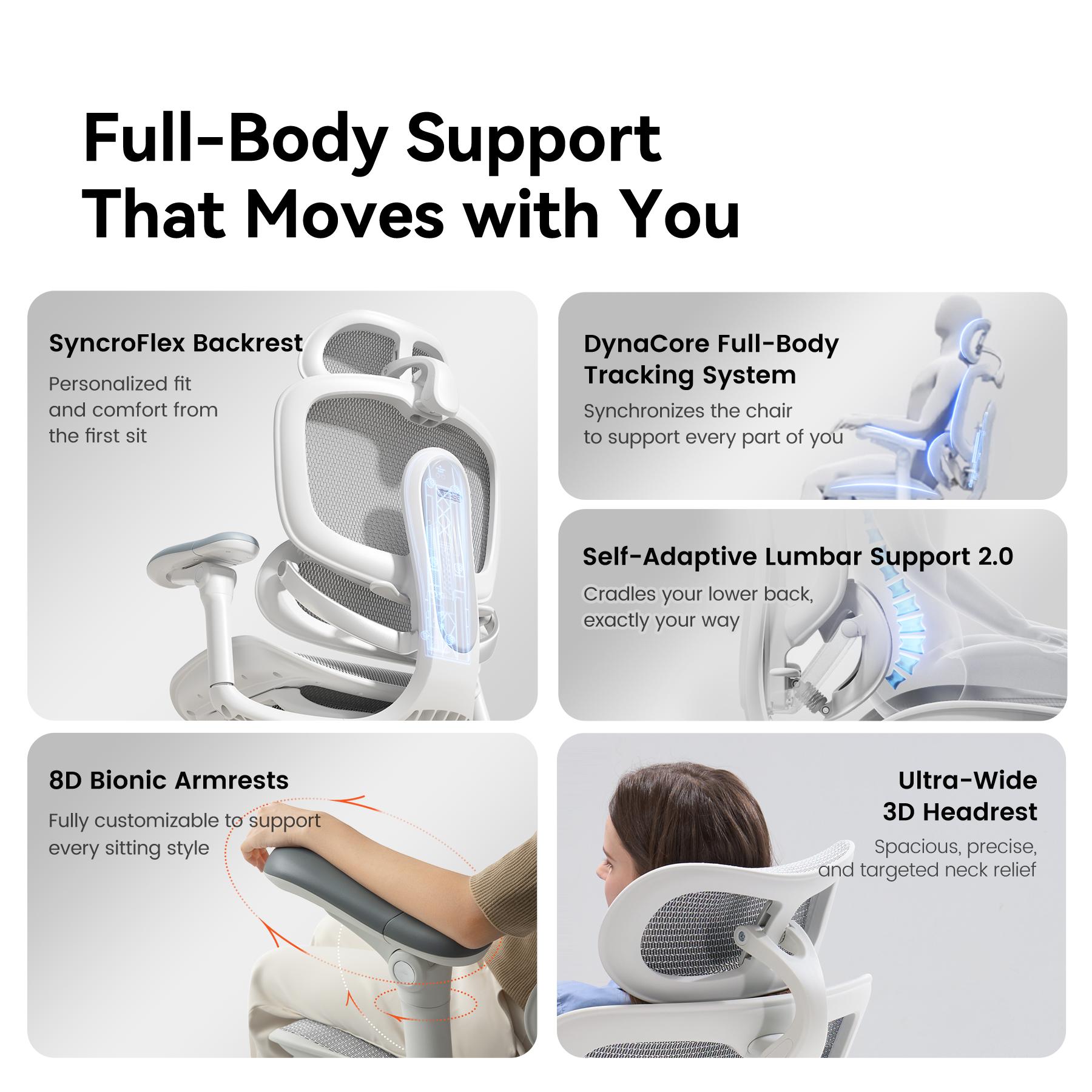 SIHOO C300 Pro V2 Ergonomic Computer Chair - 3D Headrest, Dynamic Lumbar Support, Adjustable Backrest & Footrest, Cloud Airflow Mesh Keeps Cool, Class-4 Gas Lift, Multi-Angle Recliner for Home Office