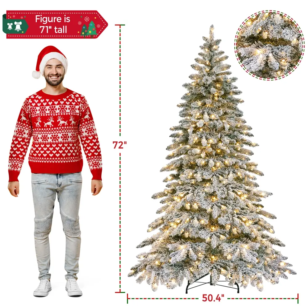 Artificial Christmas tree - Layered Flocked Green-6FT