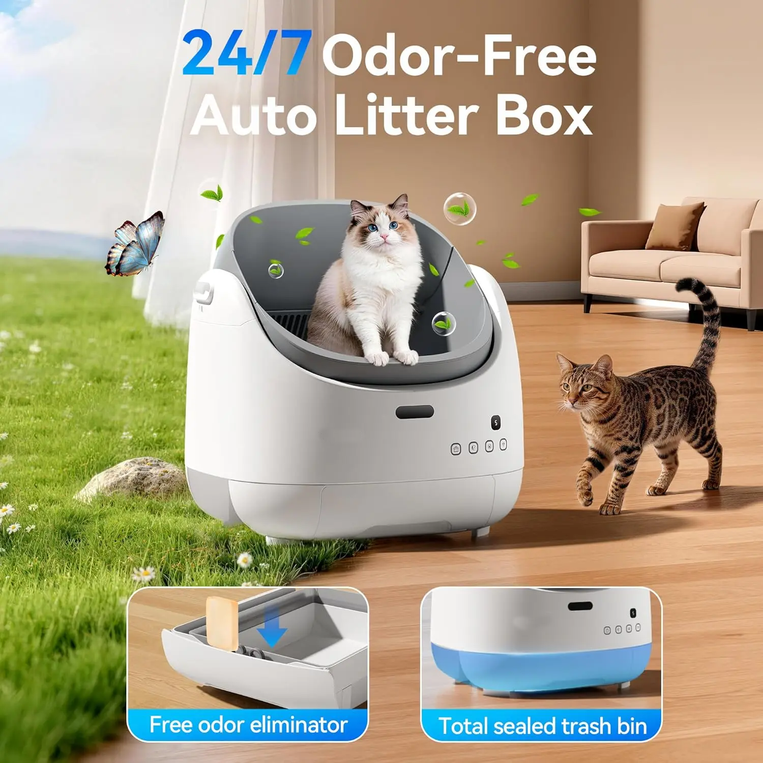 (SC07) Thereye Automatic Self-Cleaning Cat Litter Box with APP Control & Odor Management