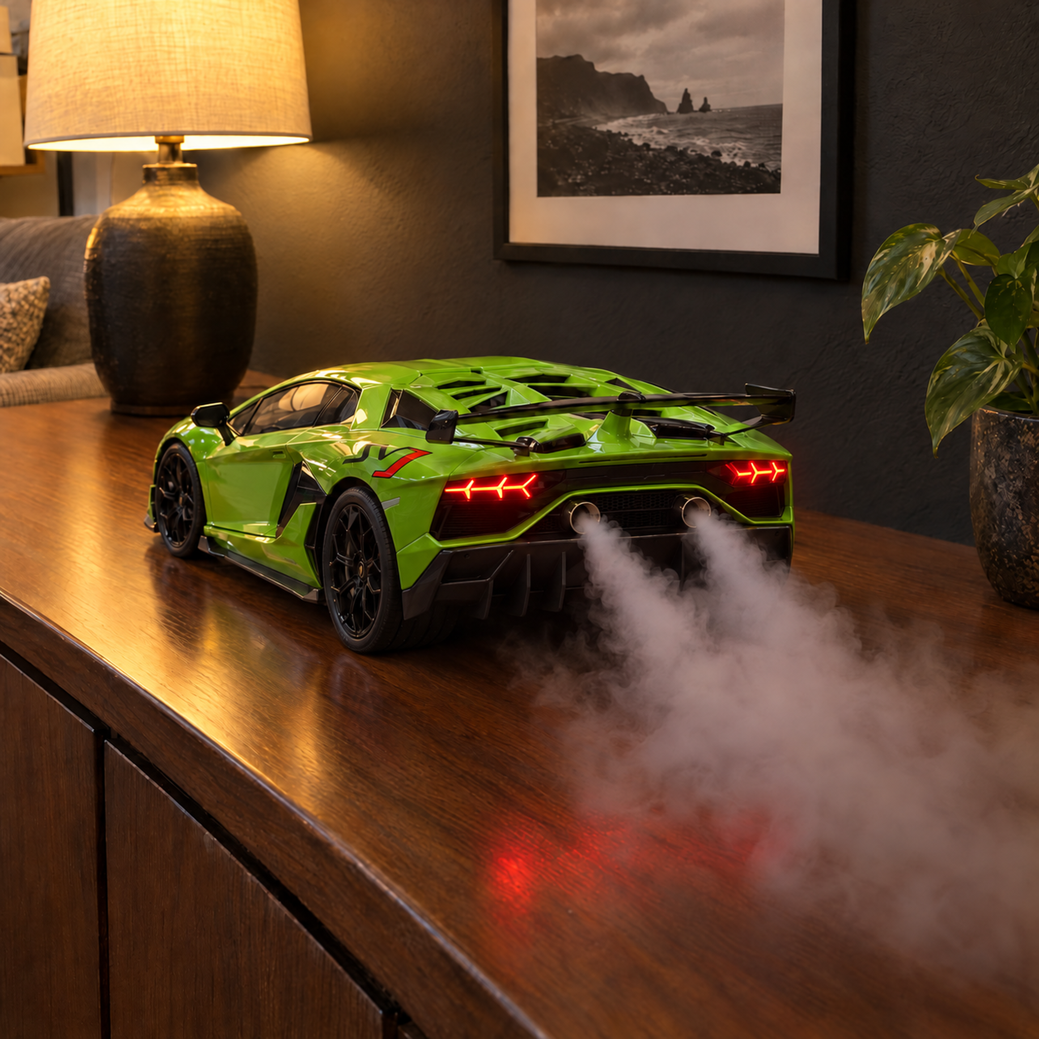 Green Aventador SVJ - rear view