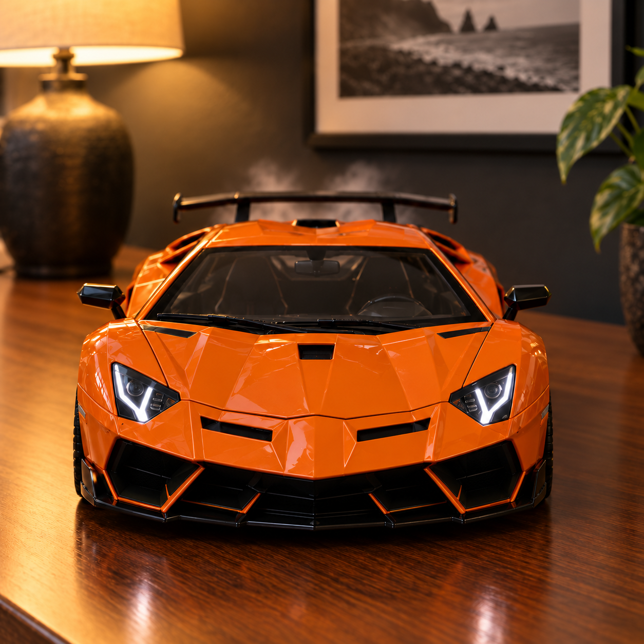 Orange Aventador SVJ - front view