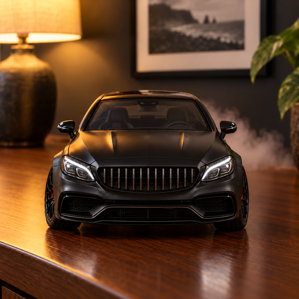 Black C63 AMG - front view