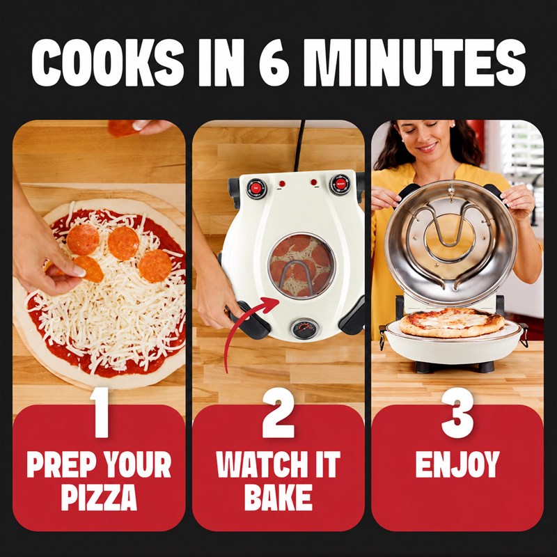 Electric countertop pizza oven — logo removed