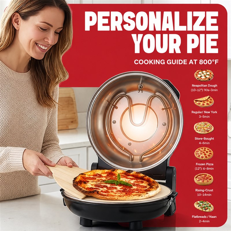 Electric countertop pizza oven — logo removed