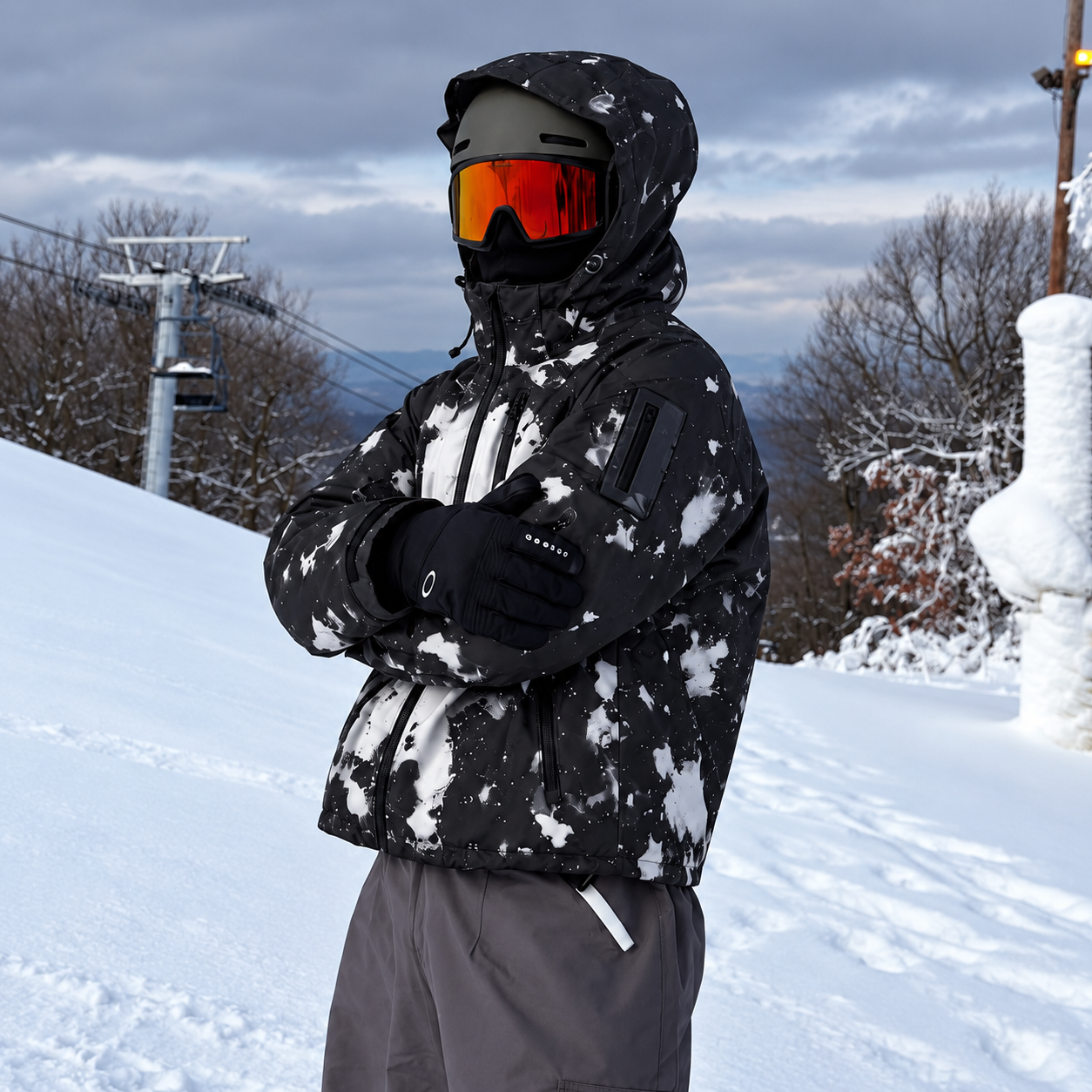 Glacier White snow-reactive jacket on the mountain