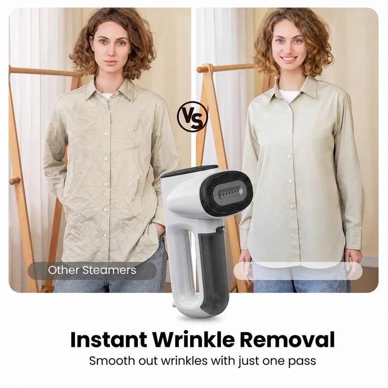 Vacuum garment steamer — logo removed