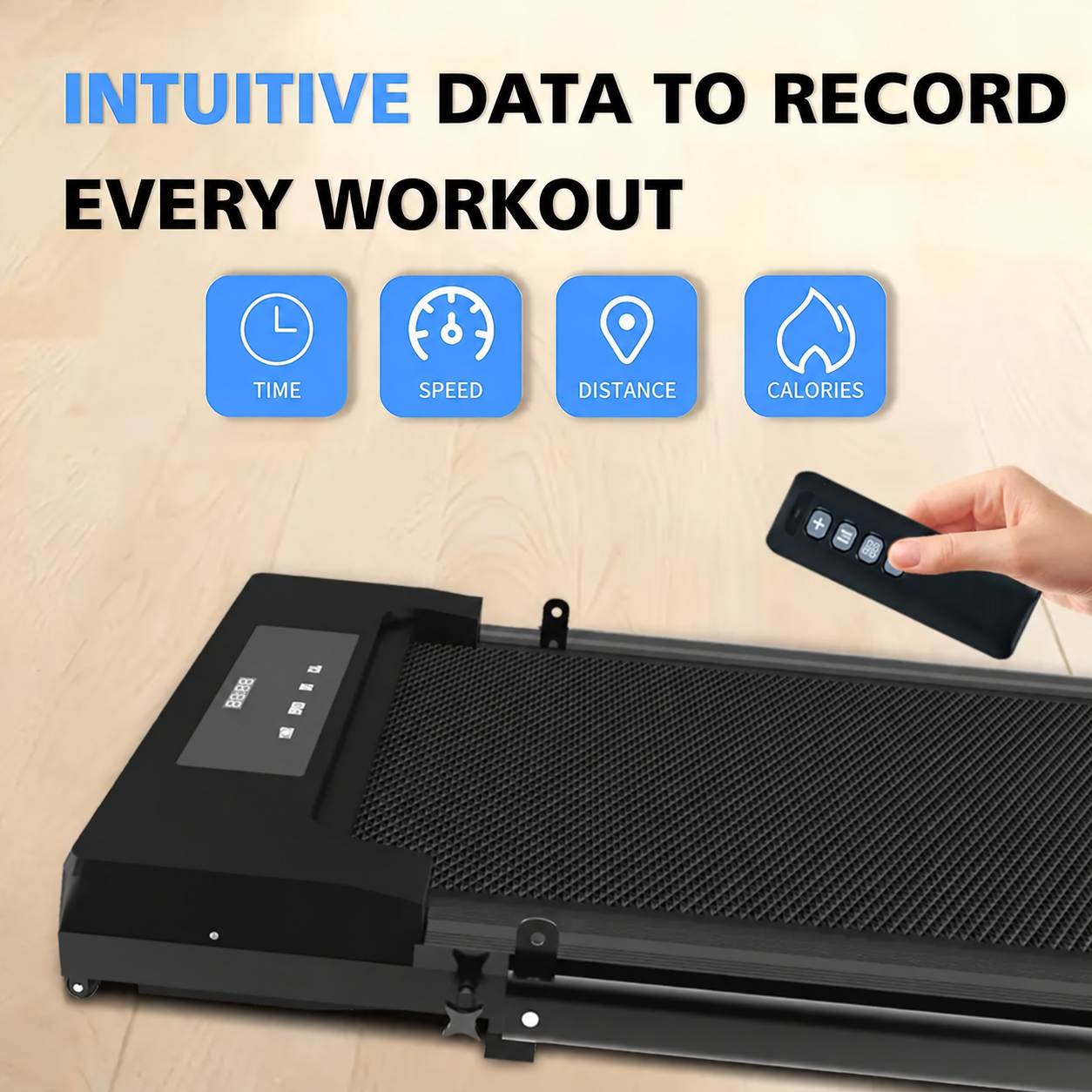Black treadmill remote and display detail, no logo