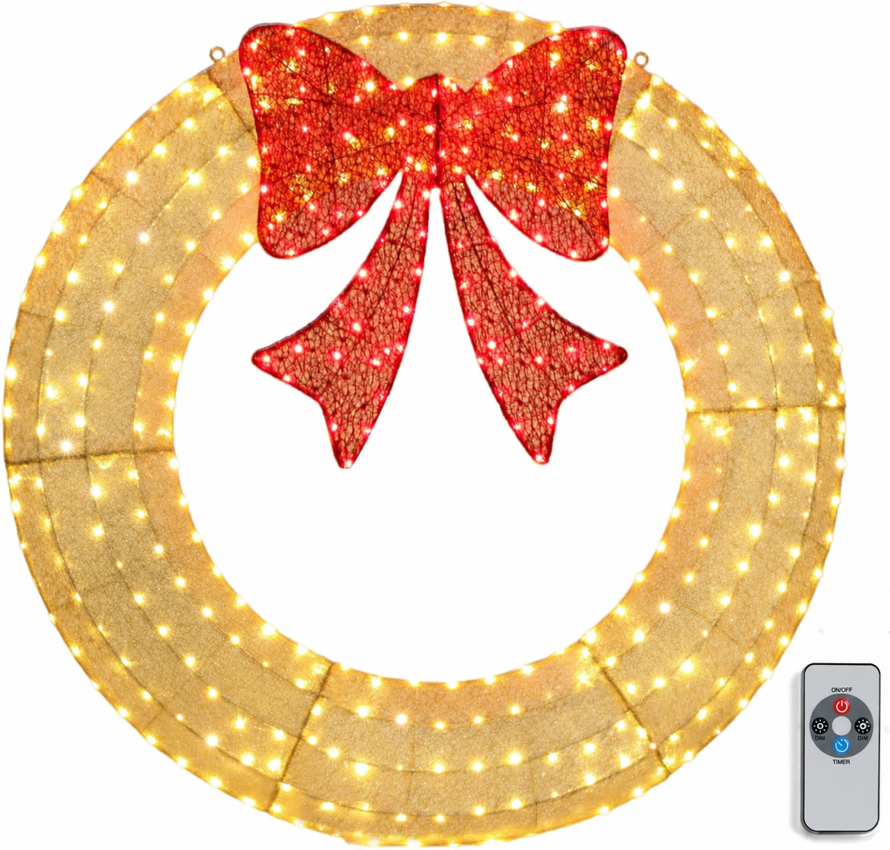 Gold giant LED Christmas wreath 60 inch