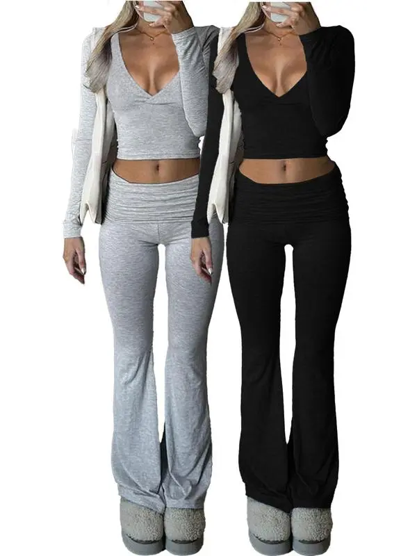 🔥 Best Price Today Only🔥Women's V-Neck Long Sleeve Two-Piece Set – Grab Yours Now! ⏰💖