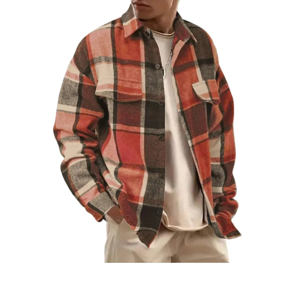 Men's Casual Loose-Fit Plaid Shirt