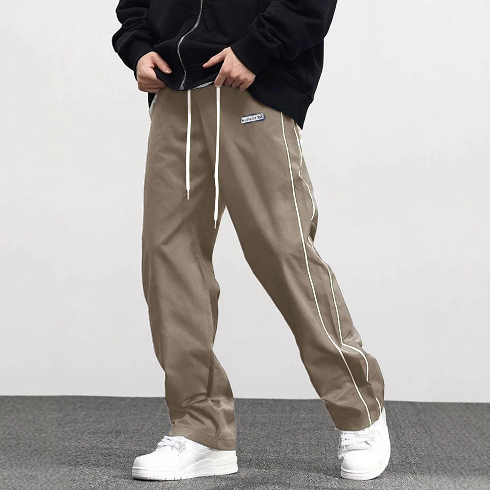 Solid Color Trousers with Drawstring for Men Suitable for Various Occasions