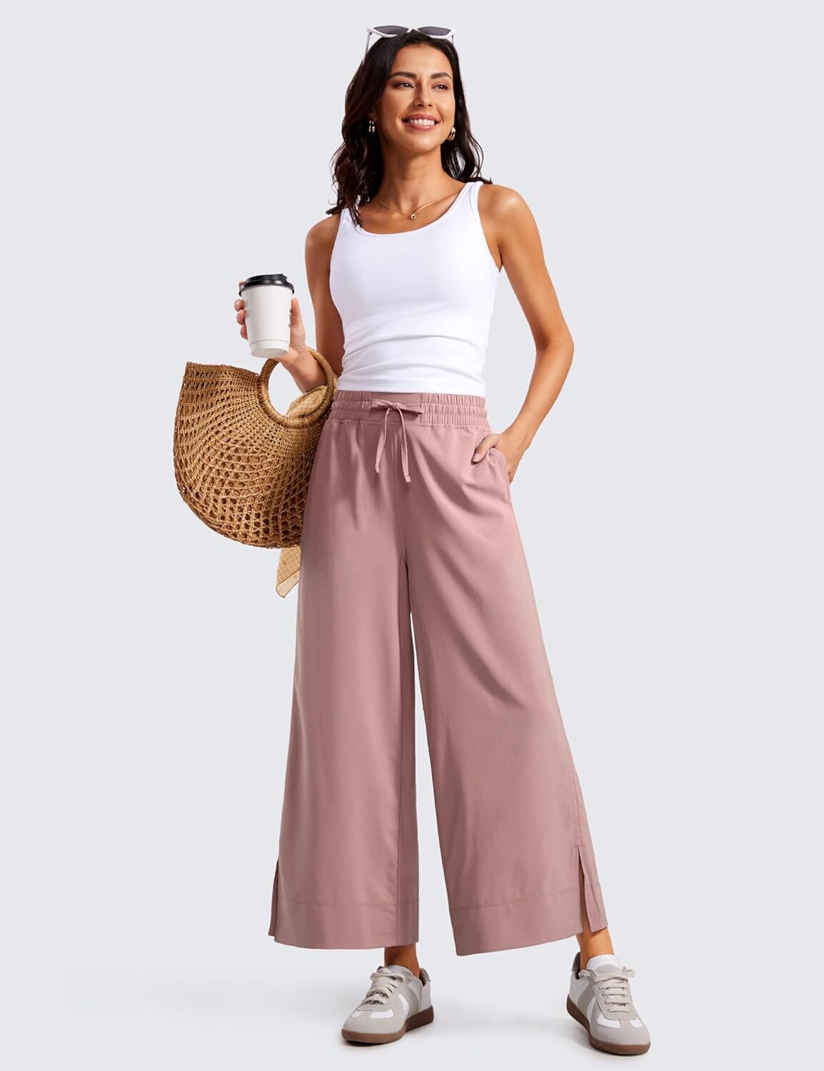 Lightweight Wide Leg Cropped Pants for Women 25