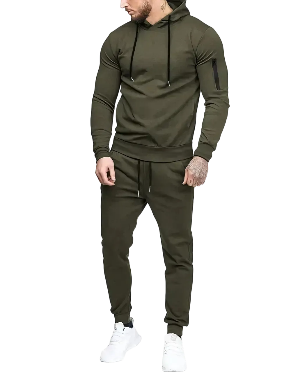 Clearance sale!Men’s Winter Fleece-Lined Set – Casual 2-Piece Hooded Running Sport Suit Sets-Pocket Jacket & Pants