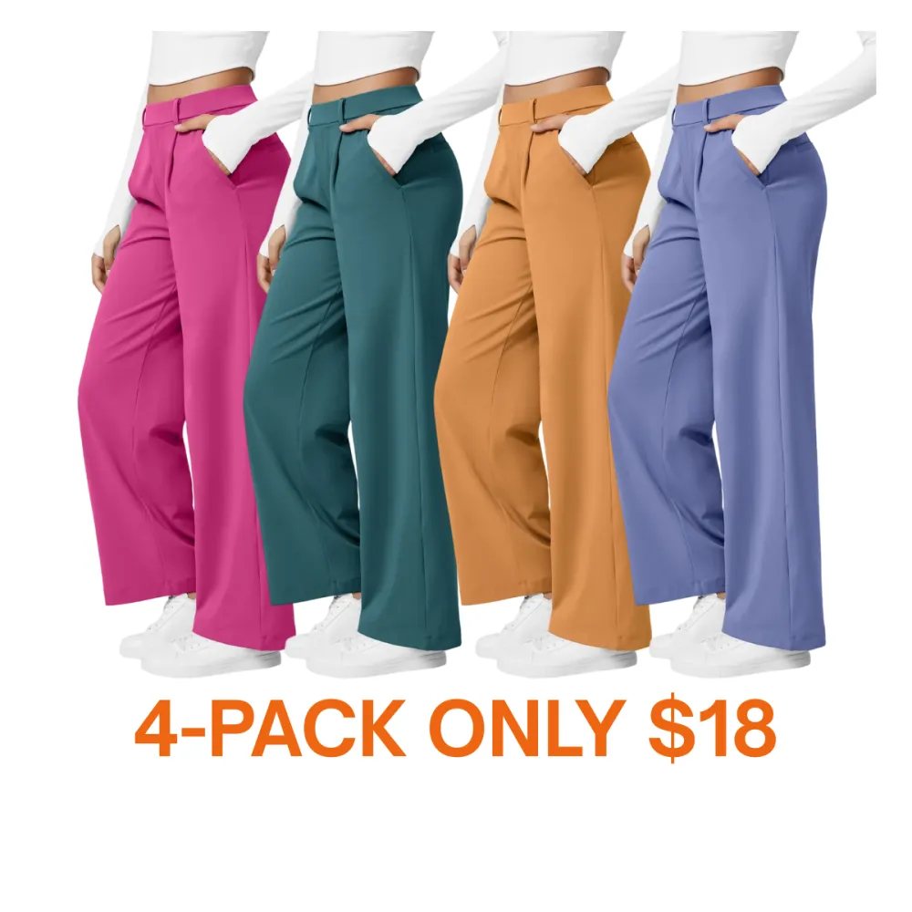 Women’s High-Waisted Pleated Side Pocket Straight Leg Pants