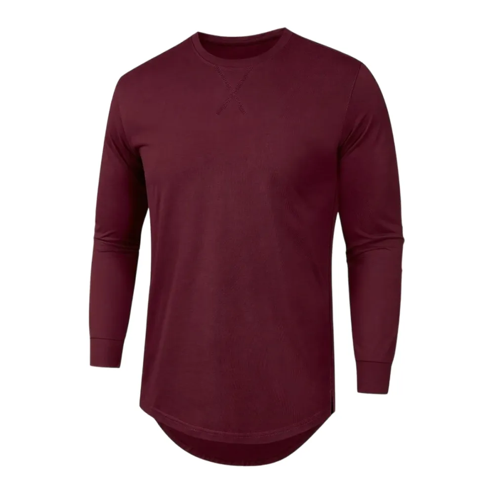 Mens Cotton Short-Sleeve Longline Drop Cut Tee