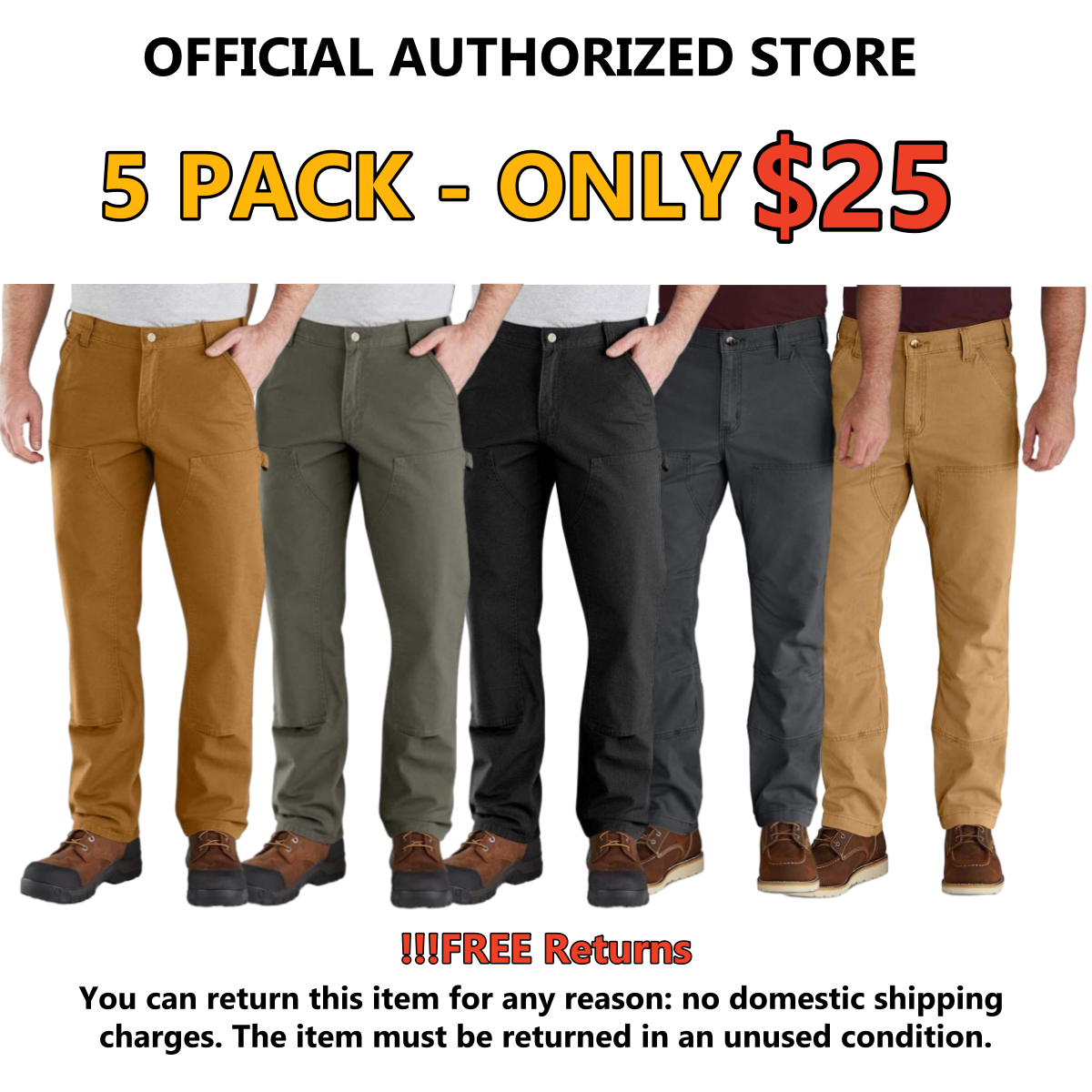 OFFICIAL AUTHORIZED STORE-Mens Rugged Flex Rigby Double Front PantWork Utility Pants