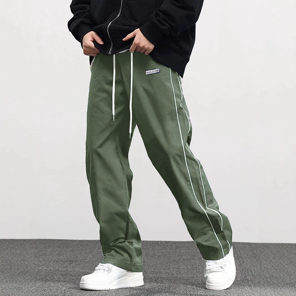 Solid Color Trousers with Drawstring for Men Suitable for Various Occasions