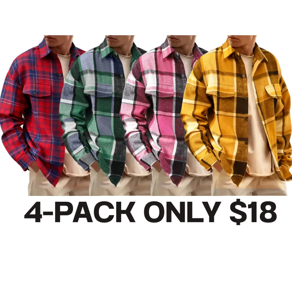 Men's Casual Loose-Fit Plaid Shirt