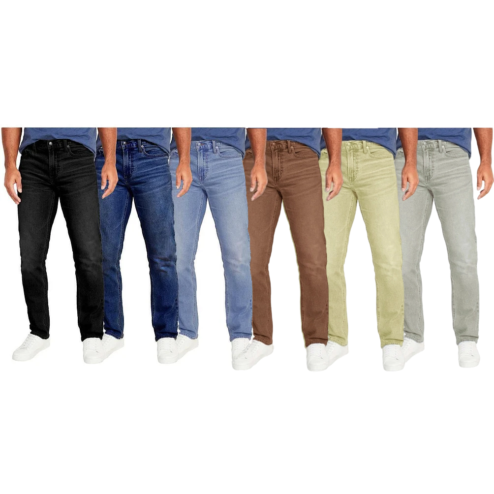👖Men's 3-Pack Flex Stretch Slim Straight Jeans with 5 Pockets Denim Fabric (Sizes 29-48)(30-36)