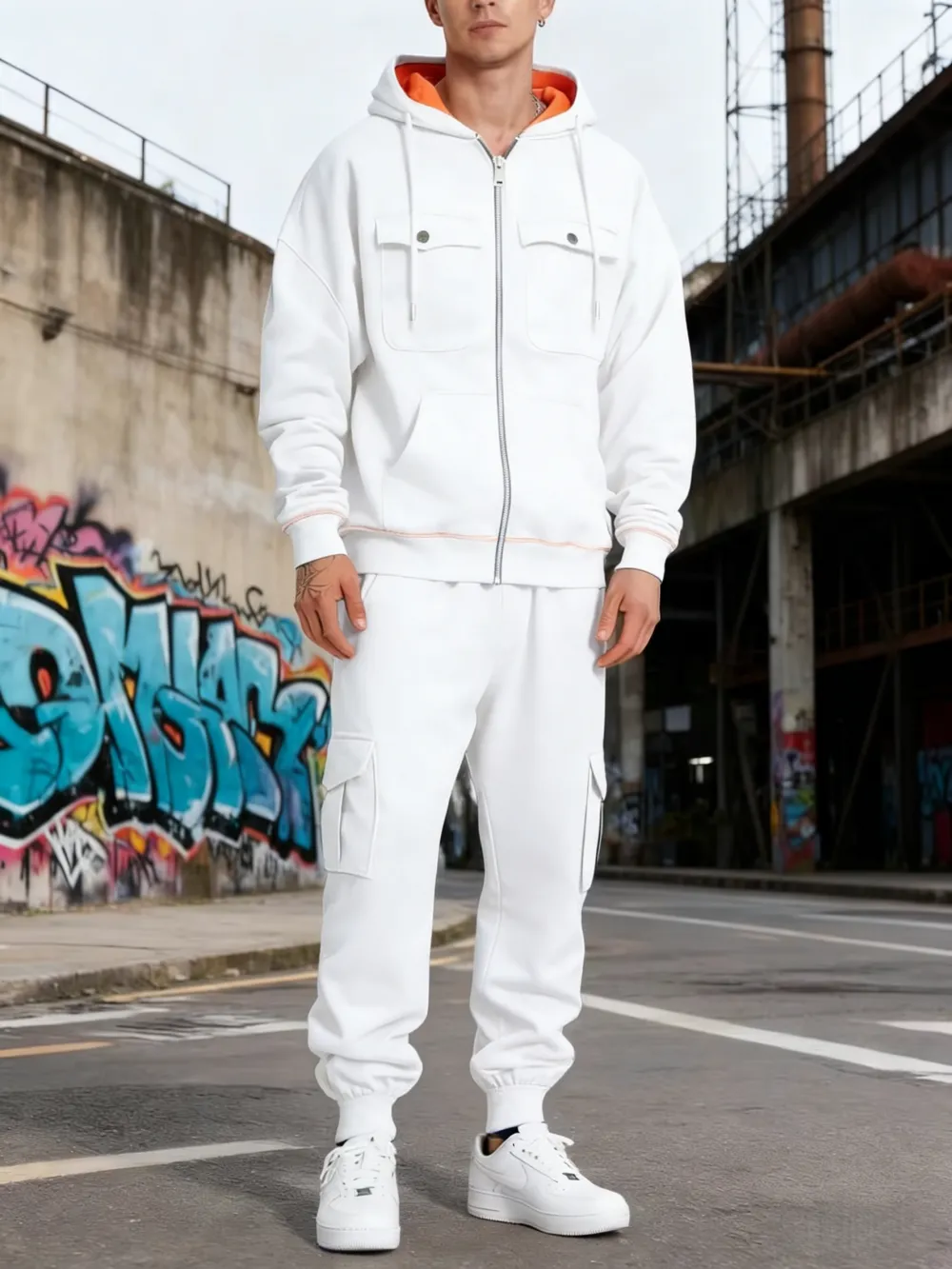 Clearance sale Men's sweatshirt with multiple pockets warm and stylish-Jacket & Pants