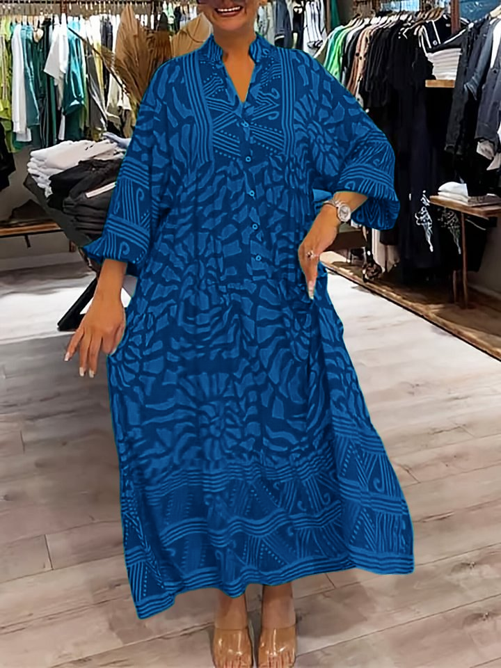 Amira - Women's V-neck Printed Loose Dress