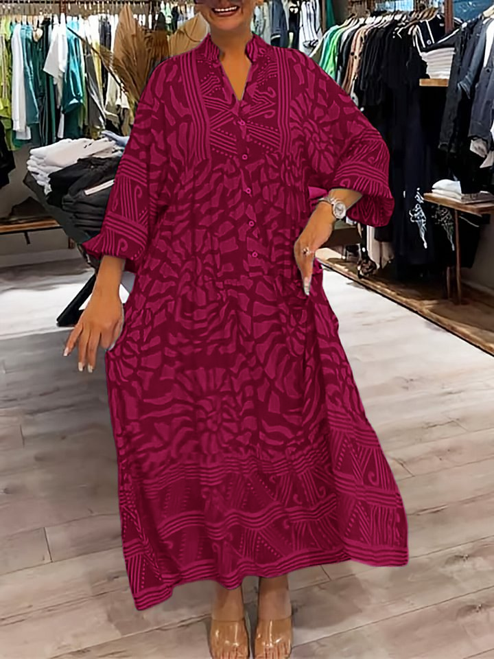 Amira - Women's V-neck Printed Loose Dress