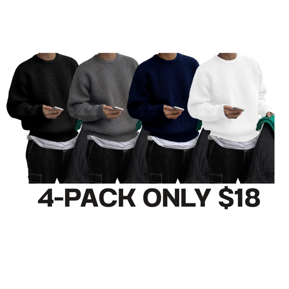 Men's Solid Drop Shoulder Cable Knit Sweater