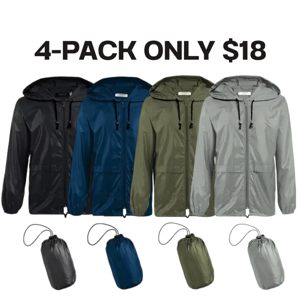 Men's Packable Jacket Outdoor Waterproof