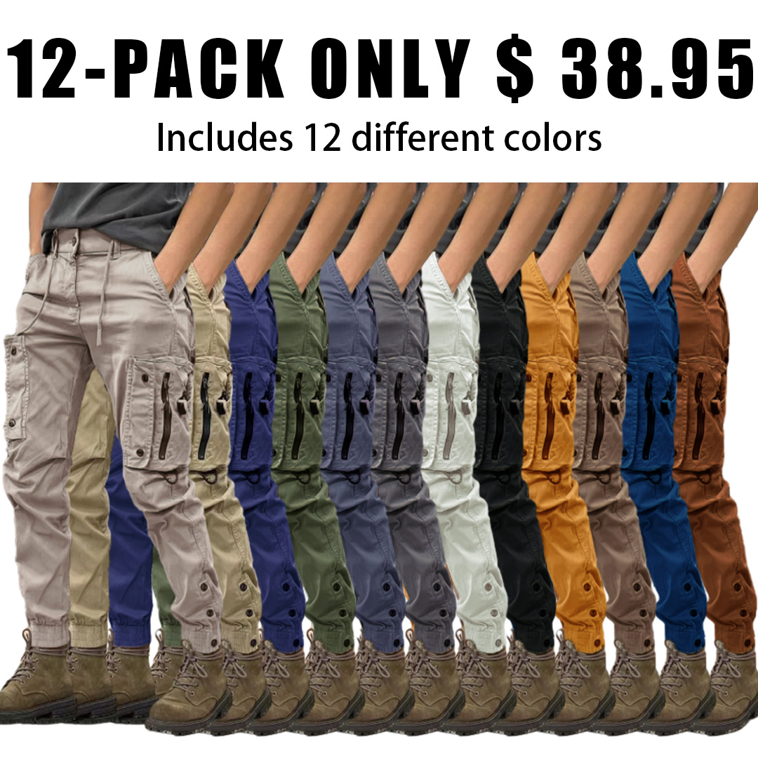 Men's Baggy Skinny Cargo Pants With Multiple Pockets Men's Casual Cargo Pants Elastic Waist Drawstring Joggers Pants Tapered Sweatpants for Men Multi Pockets