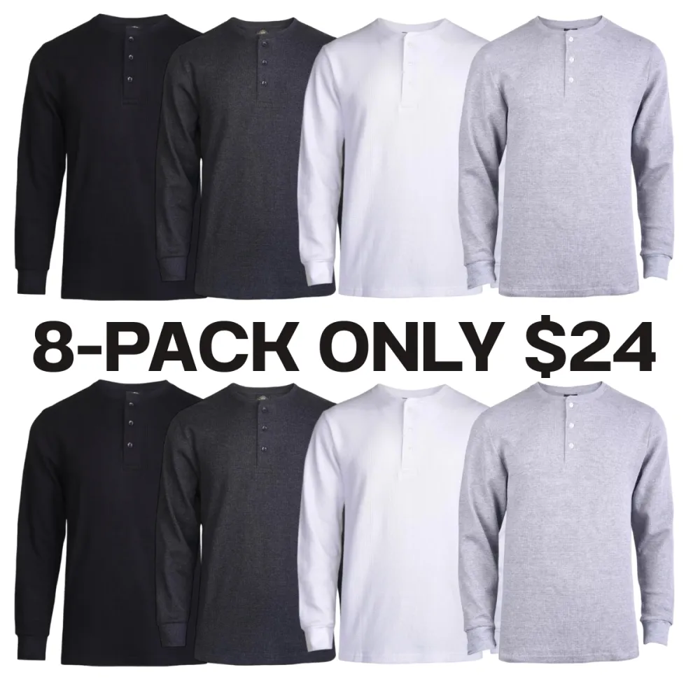 Men's Cotton Knit Henley Long Sleeve Shirt