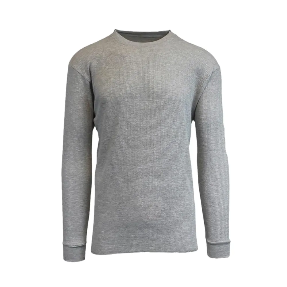 Men's Waffle-Knit Long Sleeve Crew Neck Shirts