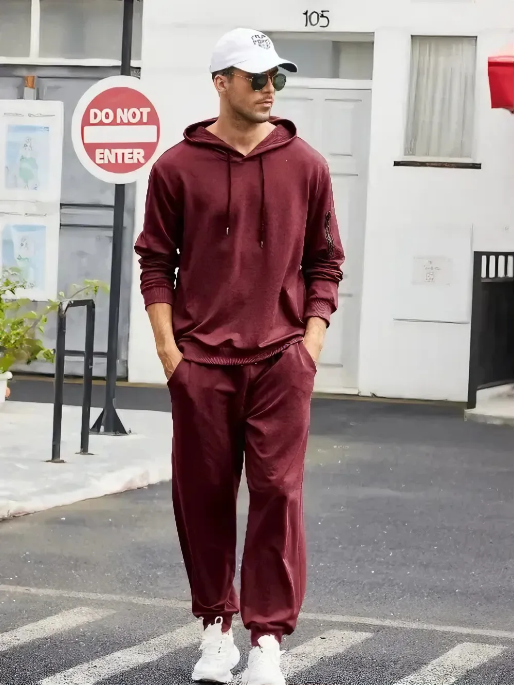 Clearance sale!Men’s Winter Fleece-Lined Set – Casual 2-Piece Hooded Running Sport Suit Sets-Pocket Jacket & Pants
