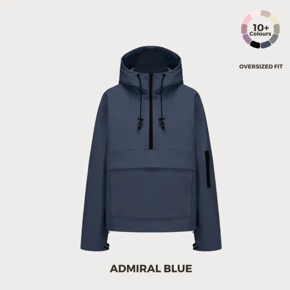 Women's Waterproof Fall Half-Zip Oversized Hoodie Jacket