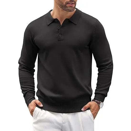 🔥Last Day Promotion🔥Men's Long Sleeve Knit Polo Shirt