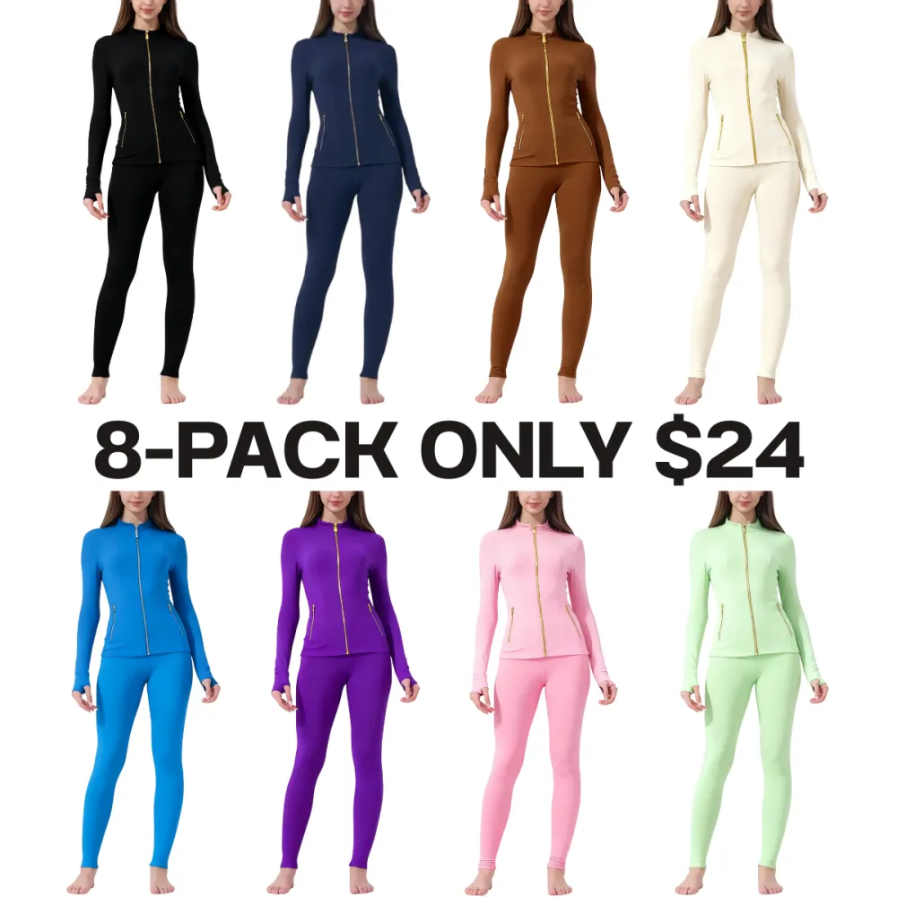 Women's Jacket & Yoga Pants Set with Thumbholes