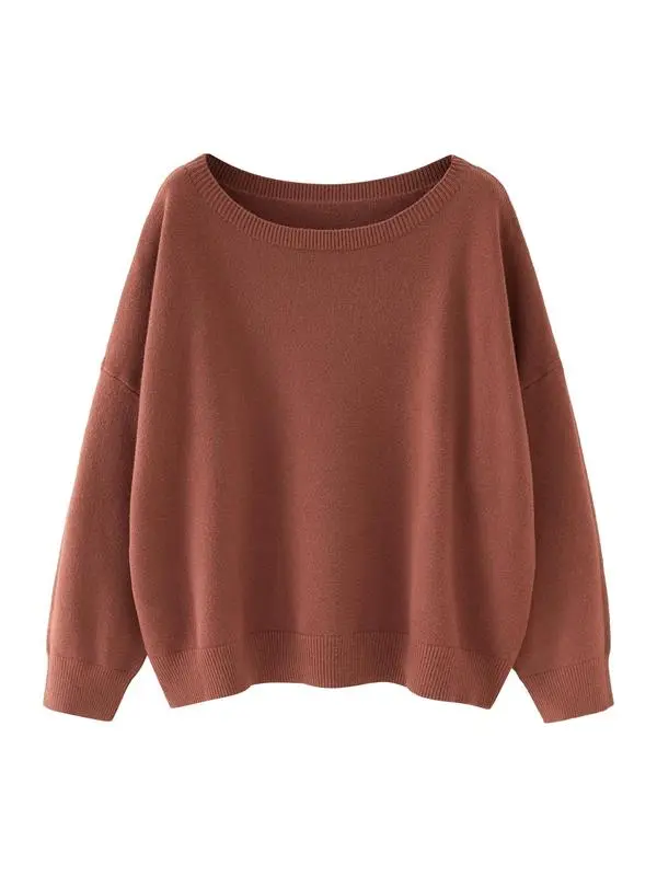 Women's Plain Scoop Neck Sweater