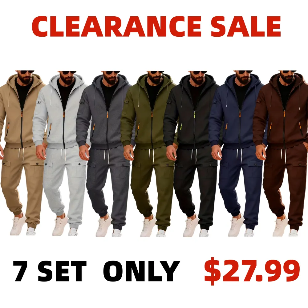🔥Clearance sale!Men's Winter Fleece-Lined loose Casual Workwear Outfit with Multi-Pocket Jacket & Pants