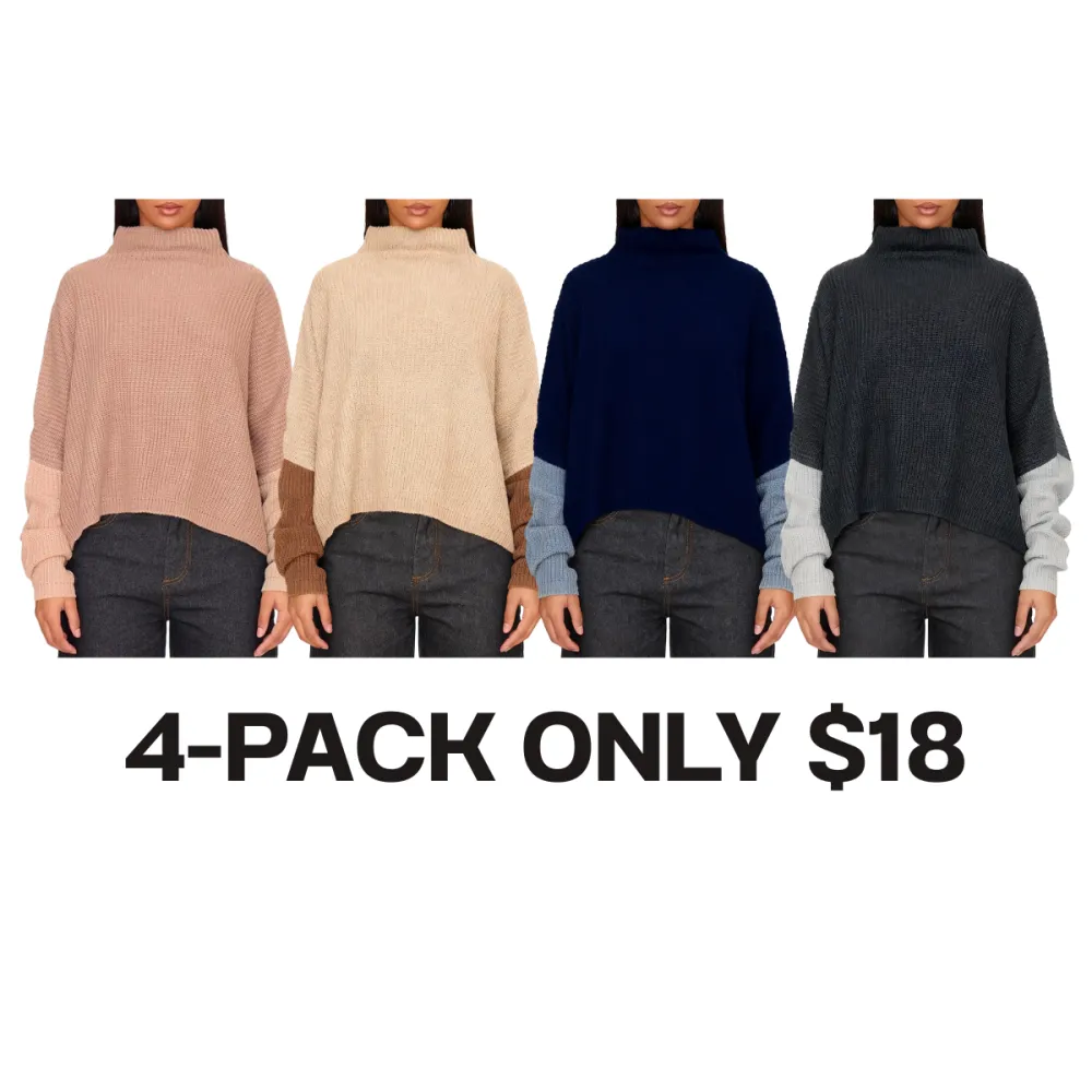 Women's Oversized Color Block Knit Sweater