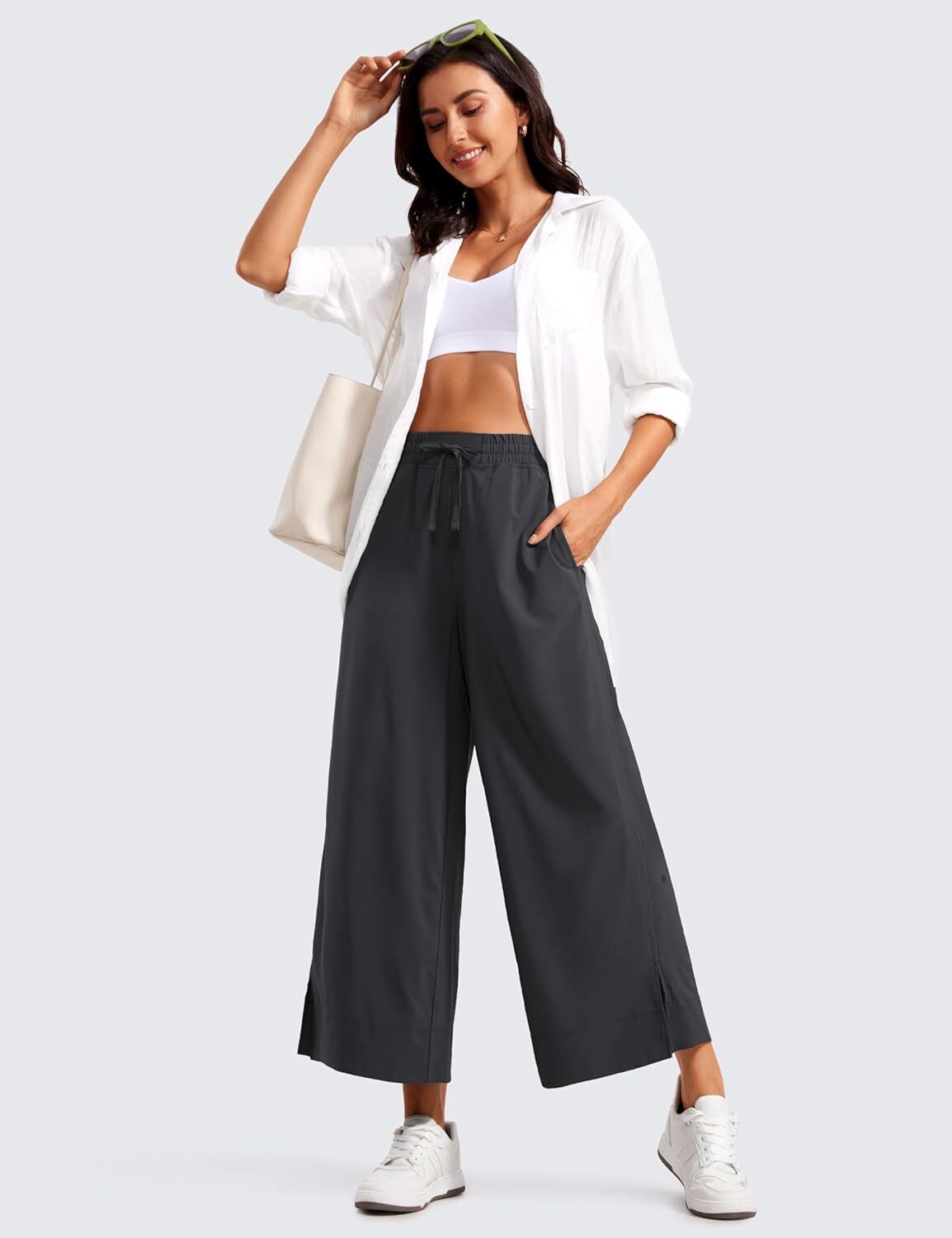 Lightweight Wide Leg Cropped Pants for Women 25